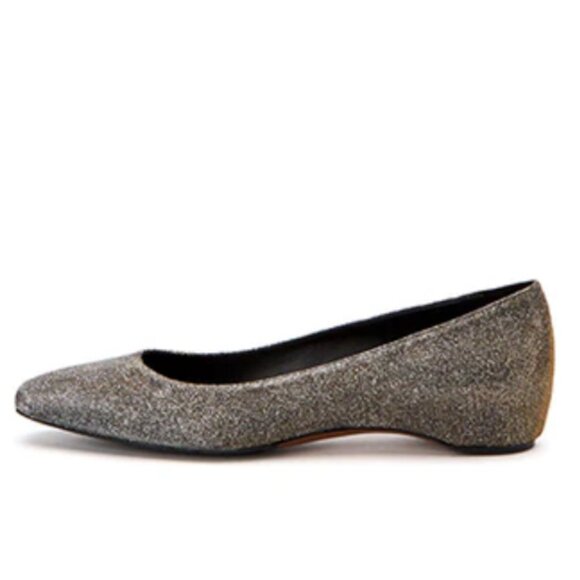NEW Aquatalia Marcella glitter leather ballet flats Grey sculpted heel Italy - Picture 2 of 7